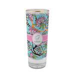 Summer Flowers 2 oz Shot Glass -  Glass with Gold Rim - Set of 4 (Personalized)