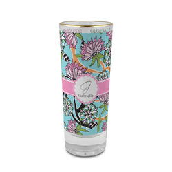 Summer Flowers 2 oz Shot Glass -  Glass with Gold Rim - Single (Personalized)
