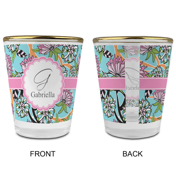 Summer Flowers Glass Shot Glass - with gold rim - APPROVAL