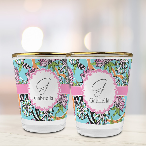 Summer Flowers Glass Shot Glass - with gold rim - LIFESTYLE