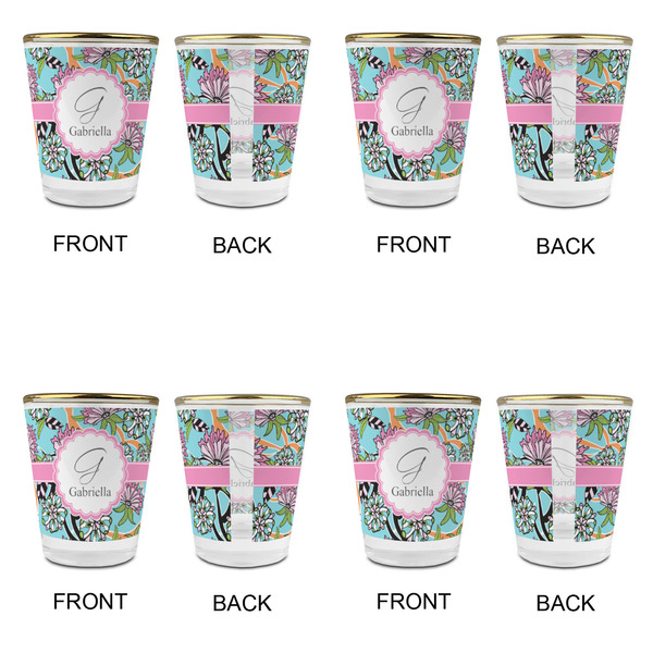 Summer Flowers Glass Shot Glass - with gold rim - Set of 4 - APPROVAL