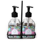 Summer Flowers Glass Soap & Lotion Bottle Set (Personalized)