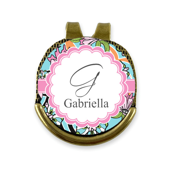 Custom Summer Flowers Golf Ball Marker - Hat Clip - Gold