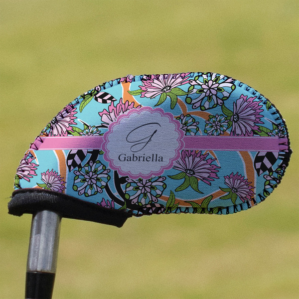 Custom Summer Flowers Golf Club Iron Cover - Single (Personalized)