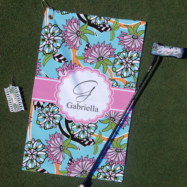 Custom Summer Flowers Golf Towel Gift Set (Personalized)