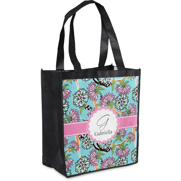 Custom Summer Flowers Grocery Bag (Personalized)