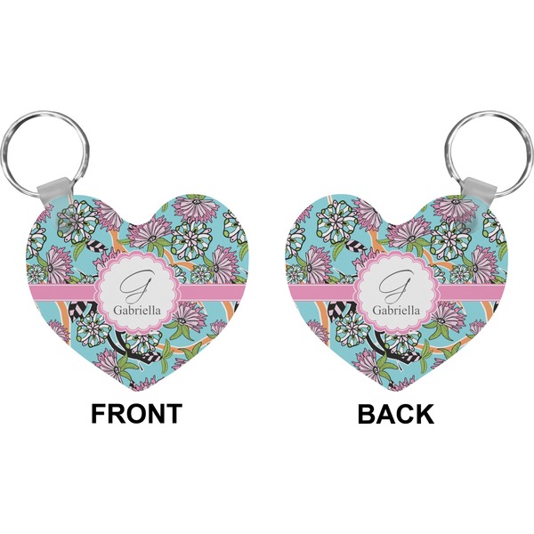 Summer Flowers Heart Keychain (Front + Back)