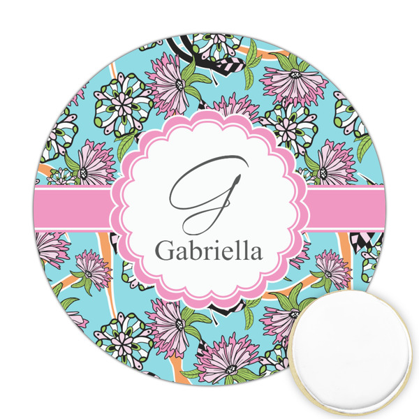 Custom Summer Flowers Printed Cookie Topper - Round (Personalized)