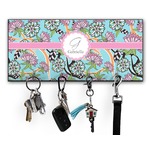 Summer Flowers Key Hanger w/ 4 Hooks w/ Name and Initial