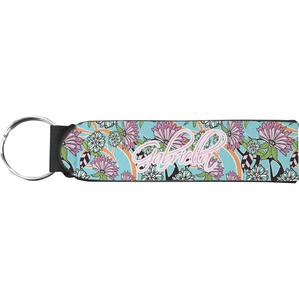 Custom Summer Flowers Neoprene Keychain Fob (Personalized)