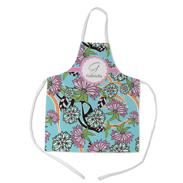 Custom Summer Flowers Kid's Apron w/ Name and Initial