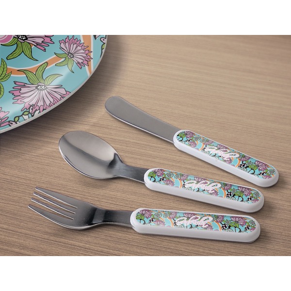 Summer Flowers Kids Flatware w/ Plate