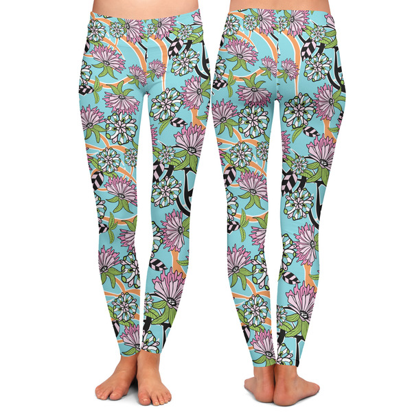 Summer Flowers Ladies Leggings - Front and Back
