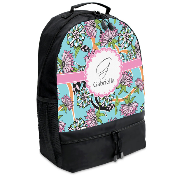 Custom Summer Flowers Backpacks - Black (Personalized)