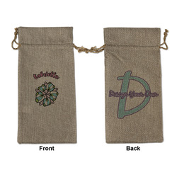 Summer Flowers Large Burlap Gift Bag - Front & Back (Personalized)
