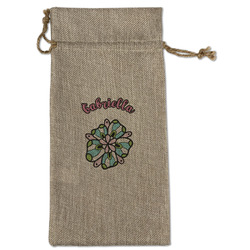 Summer Flowers Large Burlap Gift Bag - Front (Personalized)