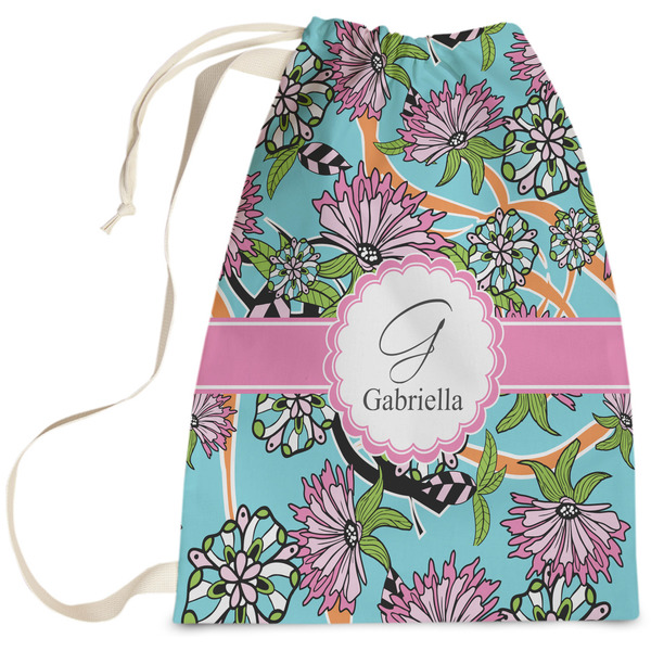 Custom Summer Flowers Laundry Bag - Large (Personalized)