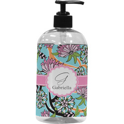 Summer Flowers Plastic Soap / Lotion Dispenser (16 oz - Large - Black) (Personalized)