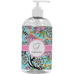 Summer Flowers Plastic Soap / Lotion Dispenser (16 oz - Large - White) (Personalized)