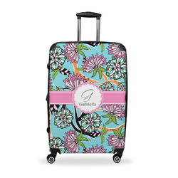 Summer Flowers Suitcase - 28" Large - Checked w/ Name and Initial