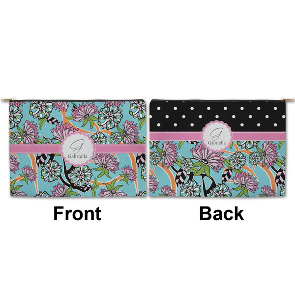 Summer Flowers Large Zipper Pouch Approval (Front and Back)