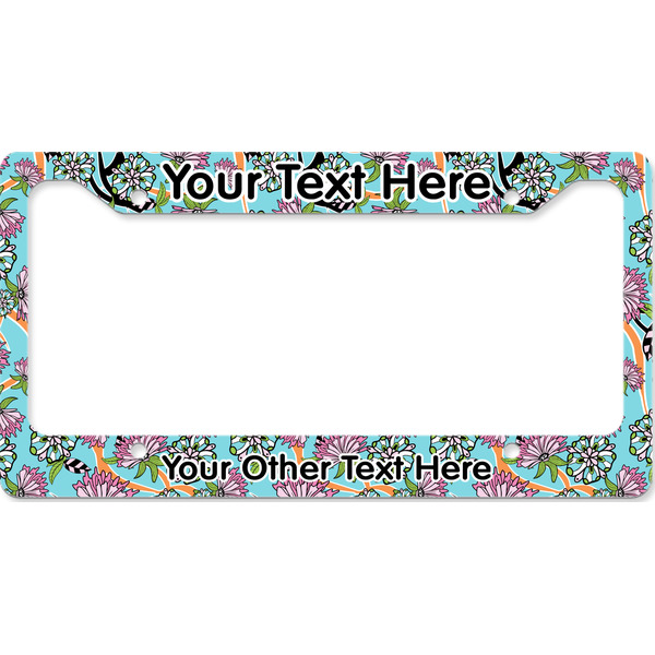 Custom Summer Flowers License Plate Frame - Style B (Personalized)