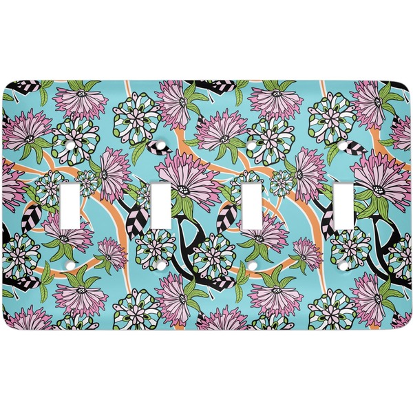 Custom Summer Flowers Light Switch Cover (4 Toggle Plate)