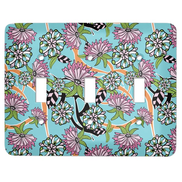 Custom Summer Flowers Light Switch Cover (3 Toggle Plate)