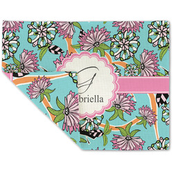 Summer Flowers Double-Sided Linen Placemat - Single w/ Name and Initial