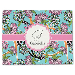 Summer Flowers Single-Sided Linen Placemat - Single w/ Name and Initial