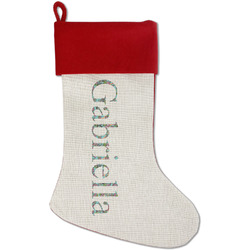 Summer Flowers Red Linen Stocking (Personalized)