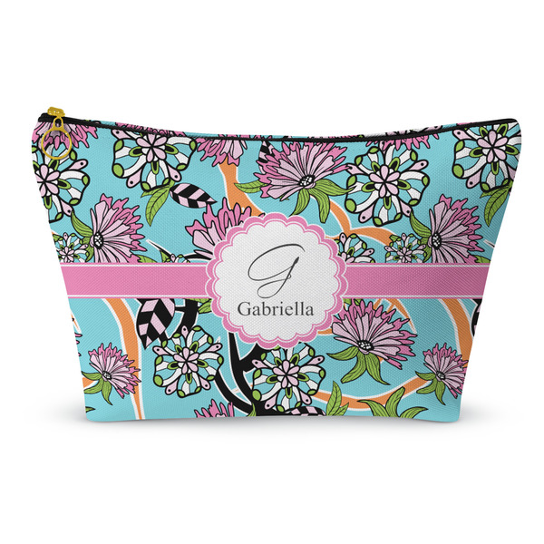 Custom Summer Flowers Makeup Bag - Large - 12.5"x7" (Personalized)