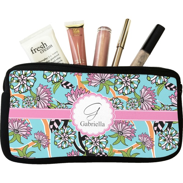 Custom Summer Flowers Makeup / Cosmetic Bag - Small (Personalized)