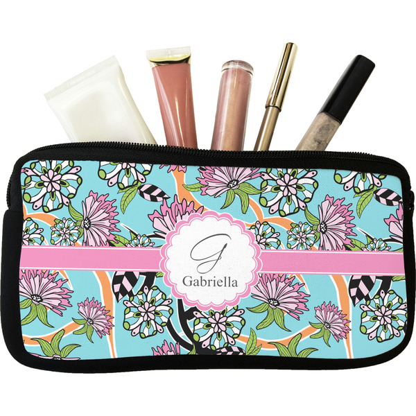 Custom Summer Flowers Makeup / Cosmetic Bag (Personalized)
