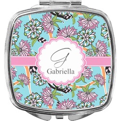 Summer Flowers Compact Makeup Mirror (Personalized)