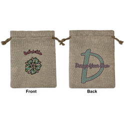 Summer Flowers Medium Burlap Gift Bag - Front & Back (Personalized)