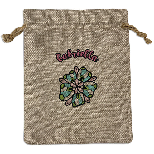 Custom Summer Flowers Burlap Gift Bag (Personalized)