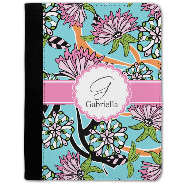 Custom Summer Flowers Notebook Padfolio - Medium w/ Name and Initial
