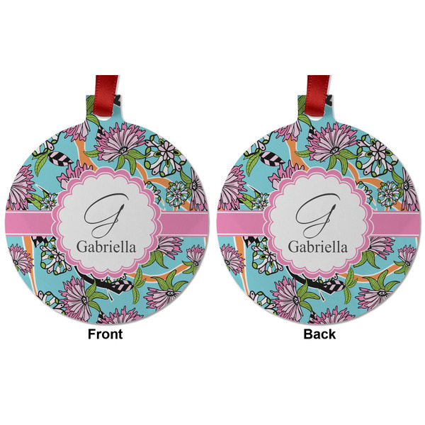 Summer Flowers Metal Ball Ornament - Front and Back