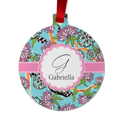 Summer Flowers Metal Ball Ornament - Double Sided w/ Name and Initial