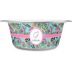 Summer Flowers Stainless Steel Dog Bowl (Personalized)