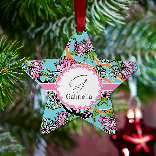 Summer Flowers Metal Star Ornament - Lifestyle