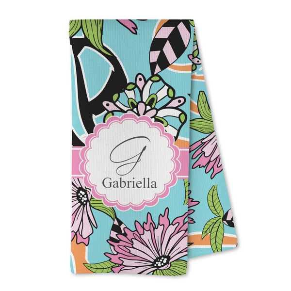 Custom Summer Flowers Kitchen Towel - Microfiber (Personalized)