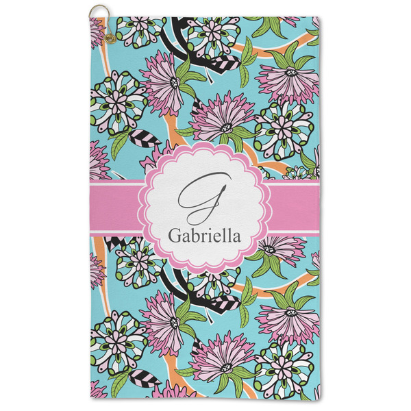 Custom Summer Flowers Microfiber Golf Towel - Large (Personalized)