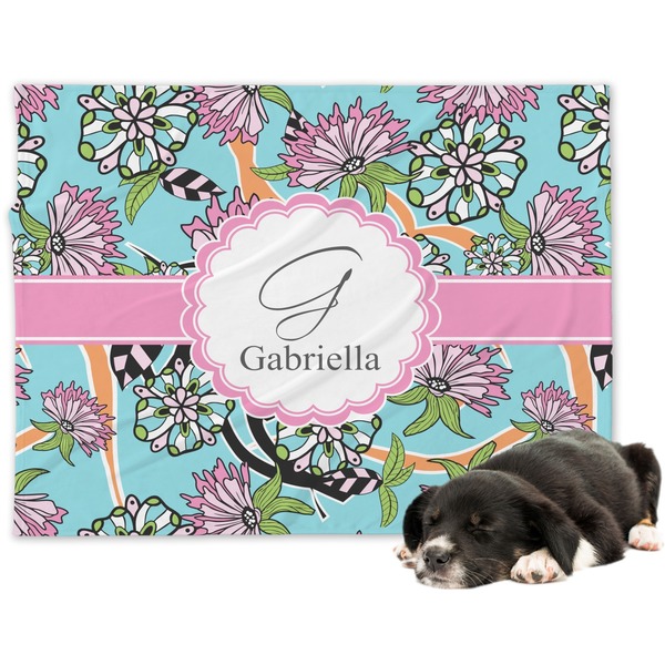 Custom Summer Flowers Dog Blanket - Large (Personalized)