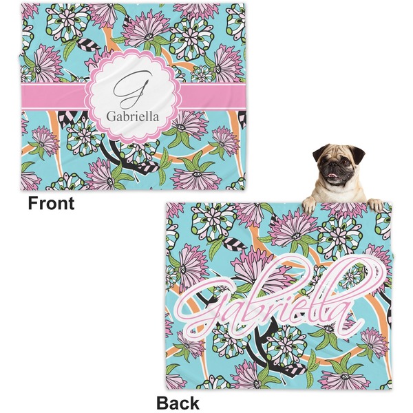 Summer Flowers Microfleece Dog Blanket - Large- Front & Back