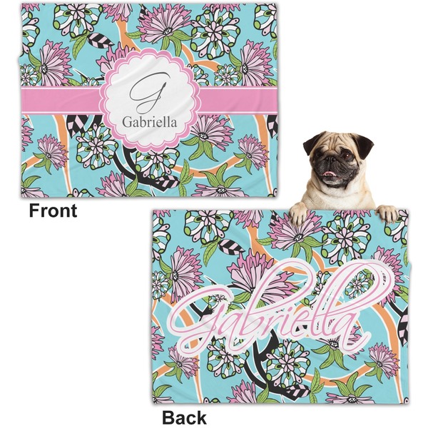 Summer Flowers Microfleece Dog Blanket - Regular - Front & Back