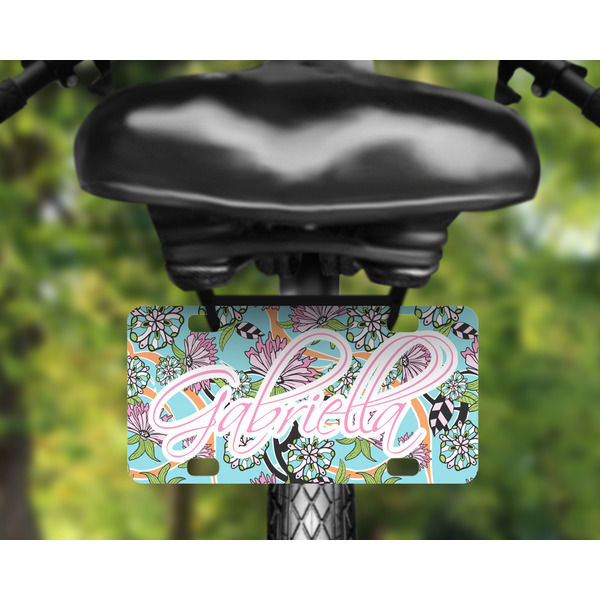 Summer Flowers Mini License Plate on Bicycle