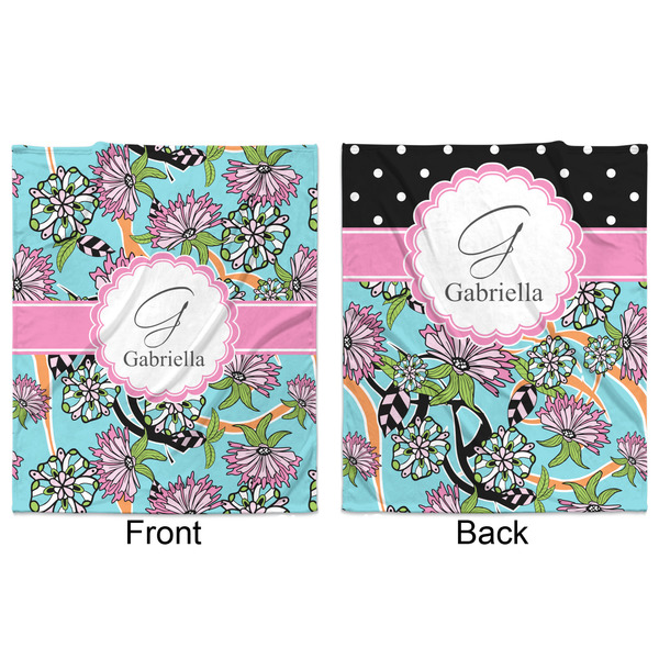 Summer Flowers Minky Blanket - 50"x60" - Double Sided - Front & Back