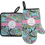 Summer Flowers Oven Mitt & Pot Holder Set w/ Name and Initial